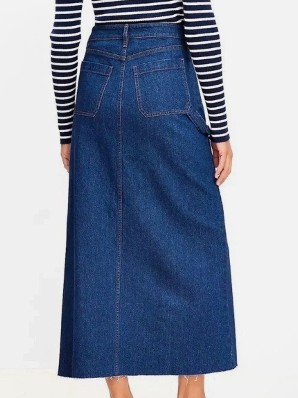 Loft Denim Utility Maxi Skirt Western Carpenter Boho Front Slit Women’s size 6